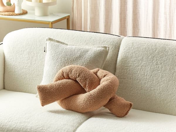 Dekorativ pude lysebrun 172 x 14 cm teddy stofrørpude knudepude moderne