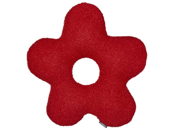 Dekorativ pude rød 40 x 40 kunstig turkis 2 stk fluffy blomsterformet moderne