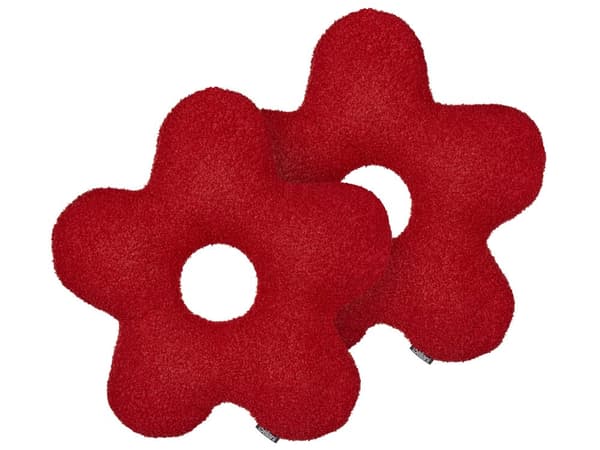 Dekorativ pude rød 40 x 40 kunstig turkis 2 stk fluffy blomsterformet moderne