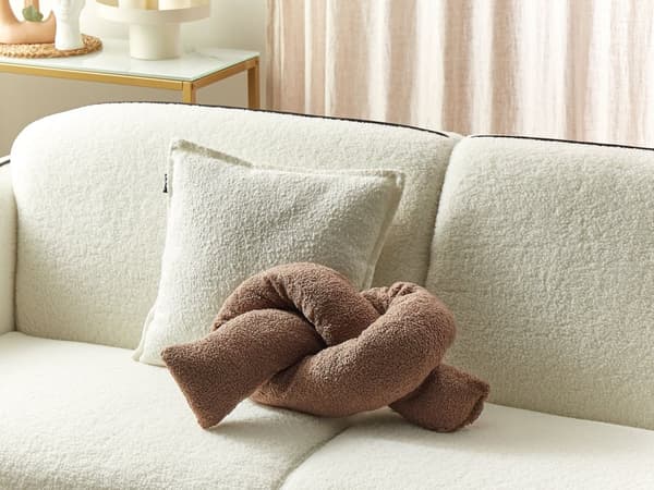Dekorativ pude brun 172 x 14 cm teddy stofrørpude knudepude moderne