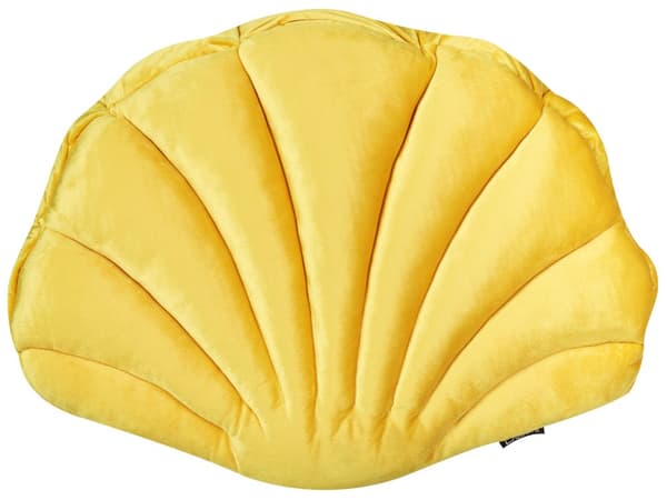 Sæt med 2 puder shell gul velour dekorativ pude marine stil til stuen plys blød