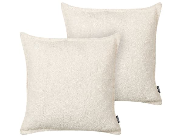 2 pyntepuder lys beige teddystof ensfarvet mønster