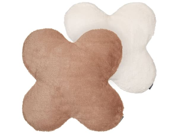 Sæt med 2 pyntepuder beige og lysebrun 54 x 54 cm pyntepude med blødt polyesterfyld til sovesofa moderne stil
