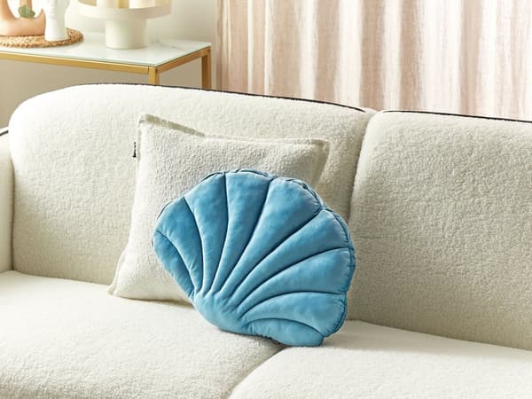 Dekorativ pude shell blå blå velour dekorativ pude marine stil til stuen plys blød