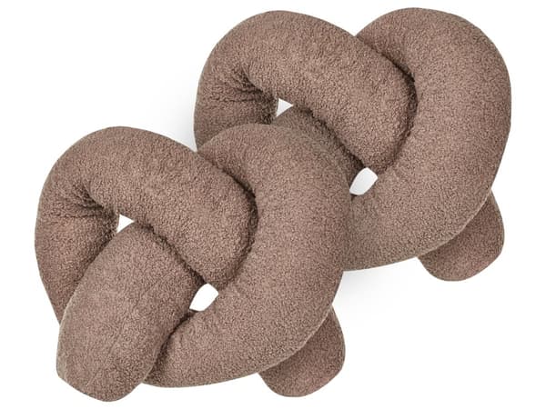 Dekorativ pude brun 172 x 14 cm teddy stof 2 dele rørpude knudepude moderne
