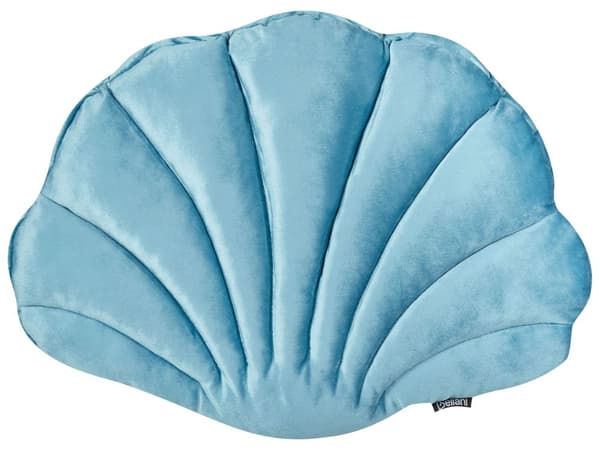 Sæt med 2 puder shell blue blå velour dekorativ pude marine stil til stuen plys blød