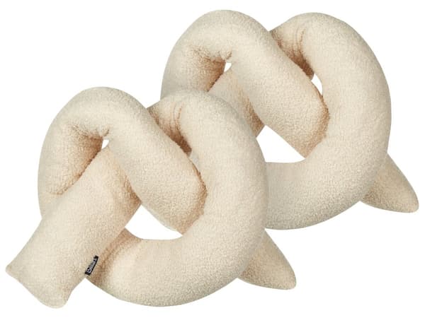 Pyntepude beige 172 x 14 cm teddystof 2 dele rørpude knudepude moderne