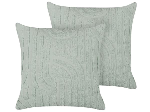 2 dekorative mintfarvede bomuldspuder 45 x 45 cm abstrakt mønster med polyesterfyld moderne stil tilbehør stue soveværelse