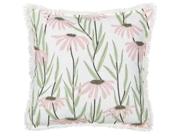 Sæt med 2 puder flerfarvet bomuld 45 x 45 cm blomstermønster frynsede håndlavet aftageligt betræk med fyld Boho stil