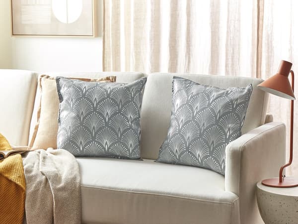 Koristetyyny harmaa 45 x 45 cm puuvilla 2 kpl geometrinen kuvio neliö käsintehty glamour