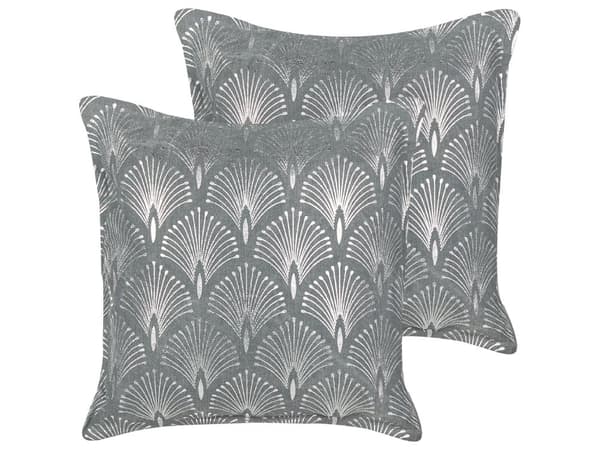Koristetyyny harmaa 45 x 45 cm puuvilla 2 kpl geometrinen kuvio neliö käsintehty glamour