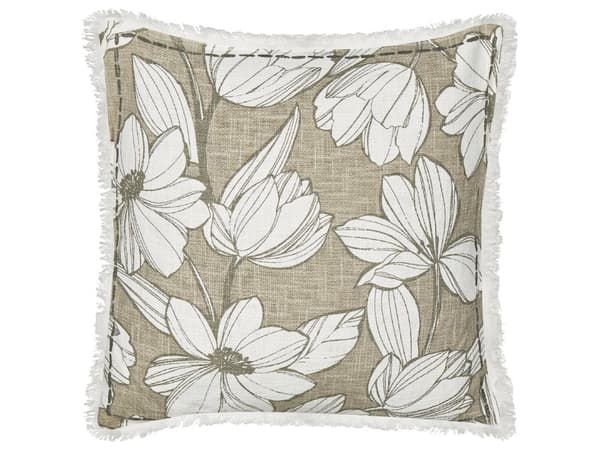 Sæt med 2 puder hvid og grøn bomuld 45 x 45 cm blomstermønster frynsede håndlavet aftageligt betræk med fyld Boho stil