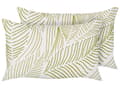 Miniatyrbillede 1 af 7: Pyntepude hvid/grøn 30 x 50 cm bomuld polyester 2 stk broderet bladmønster boho