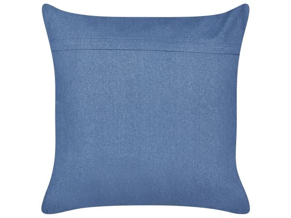 Pyntepude marineblå 45 x 45 cm fløjlsbroderet insektmønster boho-stil