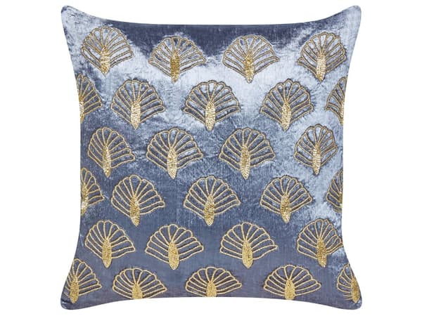 Dekorativ pude lilla 45 x 45 cm fløjl 2 dele perlemønster firkantet boho