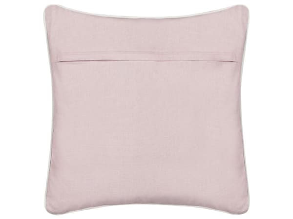 Pyntepude i pink bomuld 45 x 45 cm med broderet hjertemønster