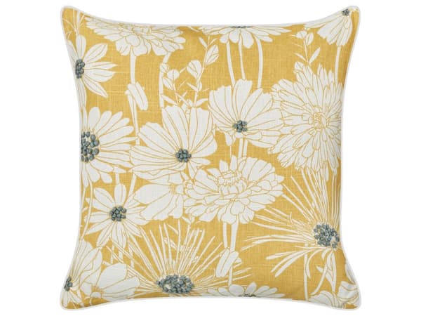 Pyntepude gul bomuld 45 x 45 cm 2 stk. kvadratisk sæt broderet blomstermønster