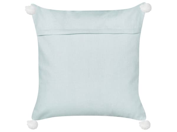 Pyntepude i blåt fløjl 45 x 45 cm med maritimt tema skalfyld af polyester