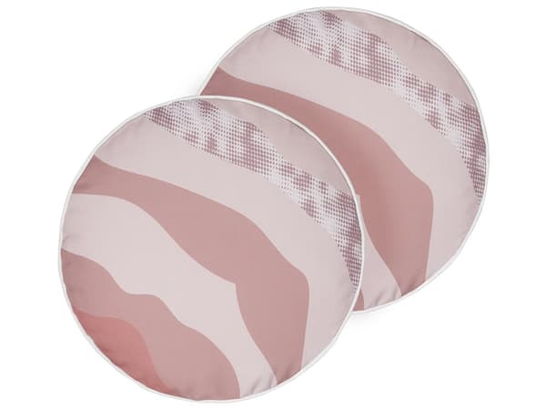 Udendørs Puder Lyserød Polyester ø 40 cm Sæt af 2 Runde Udendørspuder til Havemøbler Vandtæt Design