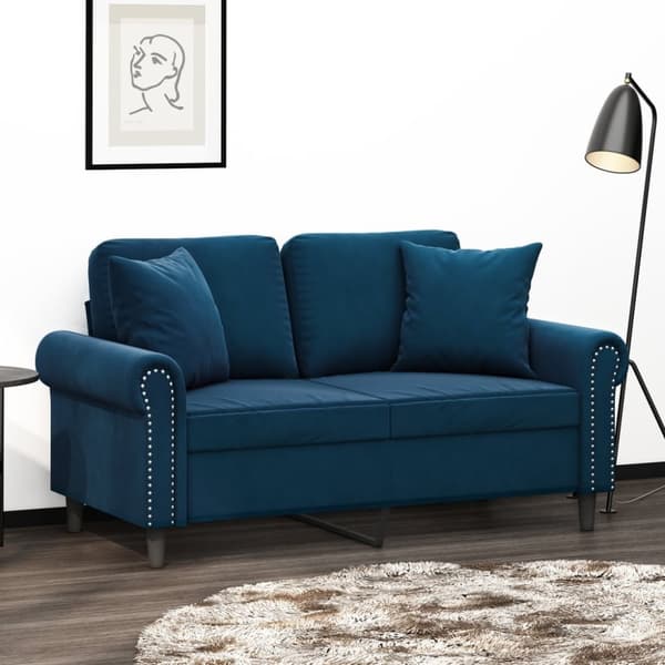 pyntepuder 2 stk. 40x40 cm velour blå