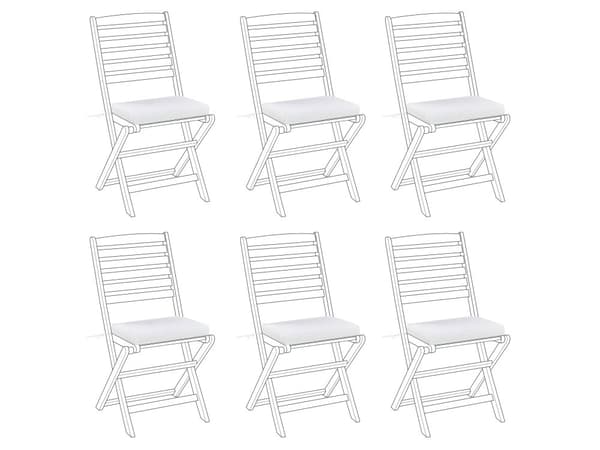 Hynde til havestole Hvid Polyester Skum 45 x 45 cm Sæt af 6 Vandafvisende Havehynder Udendørs Tykke Sædehynder til Cafestole