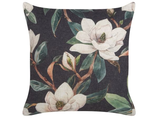 Koristetyyny musta 45 x 45 cm polyesteri kukkakuvio neliö käsintehty vetoketjulla boho