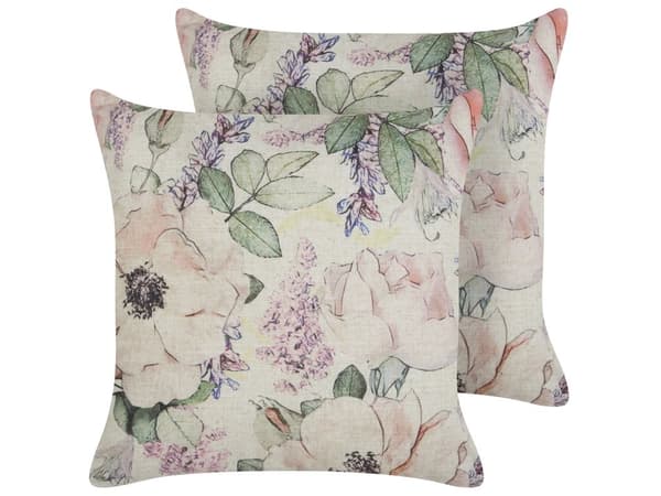 Koristetyyny violetti 45 x 45 cm polyesteri 2 kpl kukkakuvio neliö käsintehty vetoketjulla boho