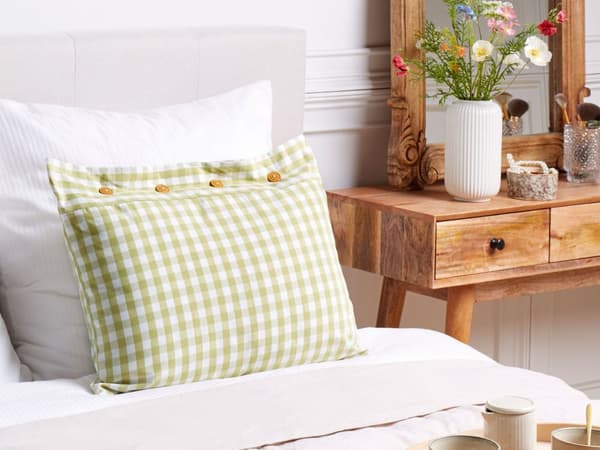 Pyntepude Grøn Hvid 40 x 60 cm Farverige Sofapude til Stuen Lækre Puder til Sofaen og Sengen Gavlpude Gingham Mønster Ternet