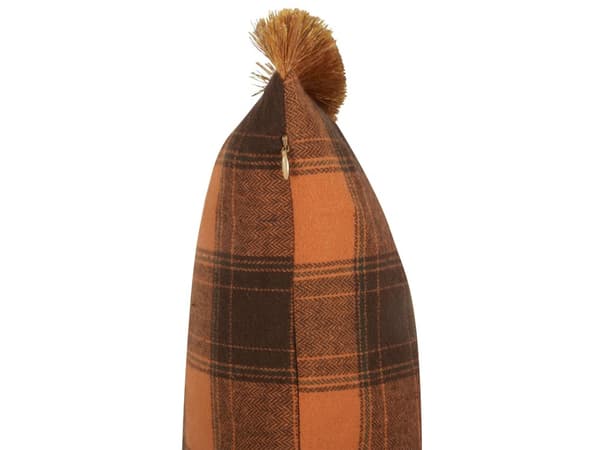 Pyntepude Orange Sort Polyester 45 x 45 cm Firkantet Sofapude til Stuen Lækre Puder til Sofaen og Sengen Pude med Gingham Mønster