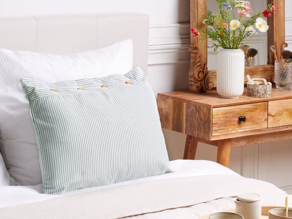 Pyntepude Grøn Hvid 40 x 60 cm Farverige Sofapude til Stuen Lækre Puder til Sofaen og Sengen Gavlpude Stribet Mønster