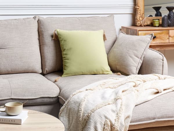 Pyntepude Grøn Polyester 45 x 45 cm Firkantet Sofapude til Stuen Lækre Puder til Sofaen og Sengen Pude med Kvaster