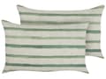 Miniatyrbillede 1 af 6: Pyntepude Beige Grøn Polyester 50 x 30 cm Sæt af 2 Aflange Sofapuder til Stuen Lækre Puder til Sofaen og Sengen Gavlpuder med Striber