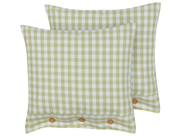 Pyntepude Beige Grøn Polyester 45 x 45 cm Sæt af 2 Firkantede Sofapuder til Stuen Lækre Puder til Sofaen og Sengen Puder med Striber