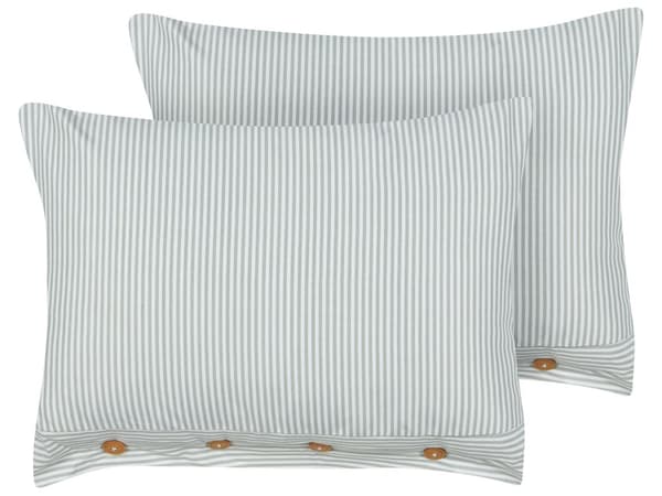 Pyntepude Grøn Hvid 40 x 60 cm Sæt af 2 Farverige Sofapude til Stuen Lækre Puder til Sofaen og Sengen Gavlpude Stribet Mønster Aflang Pude