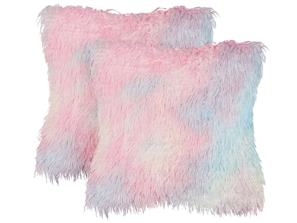 Dekorativ sæt med 2 pyntepuder flerfarvet polyester 45 x 45 cm 2 dele blødt materiale