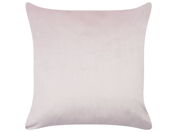 Sæt med 2 pyntepuder lyserød velour polyesterstof med kaninmønster 45 x 45 cm puder til børn