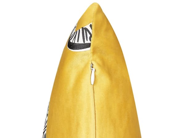 Sæt med 2 stk. pyntepuder i gul velour stof af polyester med dyremønster 45 x 45 cm til børneværelset