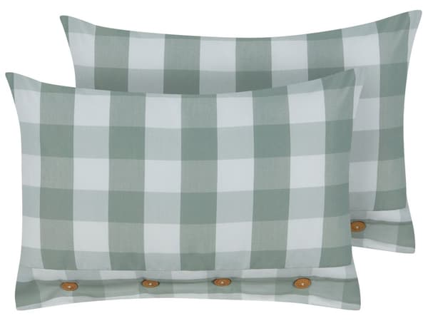 Koristetyyny mintunvihreä valkoinen 40 x 60 cm polyesteri 2 kpl ruudullinen napeilla rustiikkinen