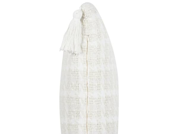Koristetyyny beige 30 x 60 cm polyesteri villa ruudullinen tupsut vetoketjulla moderni