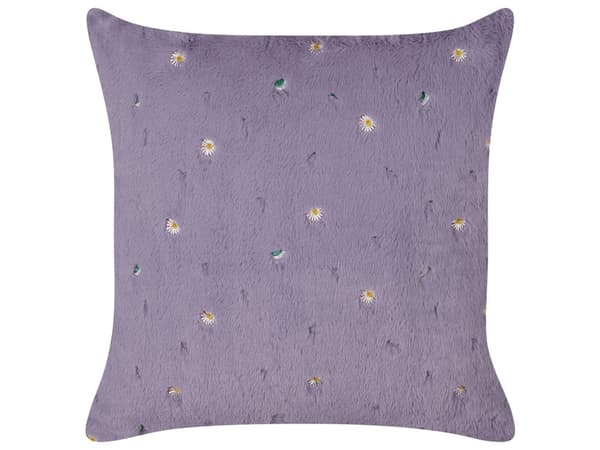 Koristetyyny violetti polyesteri 45 x 45 cm 2 kpl kirjailtu kukka kuvio