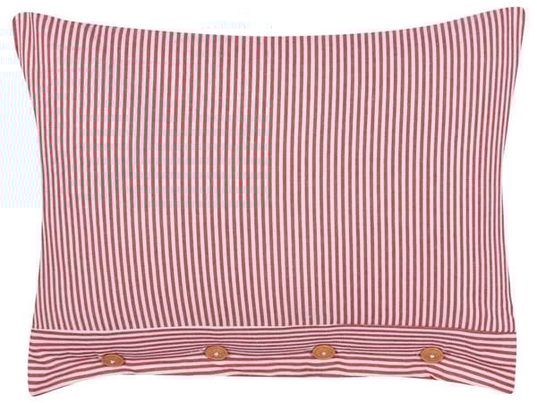 Koristetyyny punainen/valkoinen puuvilla kangas 40 x 60 cm 2 kpl raidallinen napeilla retro tyyli
