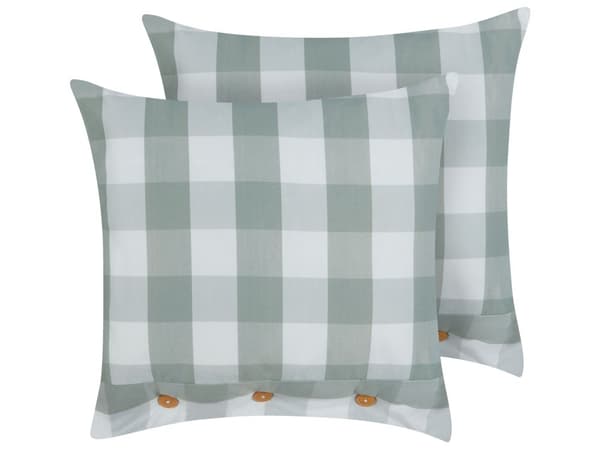 Sæt med 2 pyntepuder mintgrønt stof 45 x 45 cm ternet mønstret tekstil i hyttestil stue