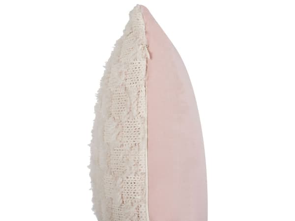 Pyntepude Beige Stof 45 x 45 cm Ensfarvet Mønster Strikket Betræk Stil Tekstil Stue