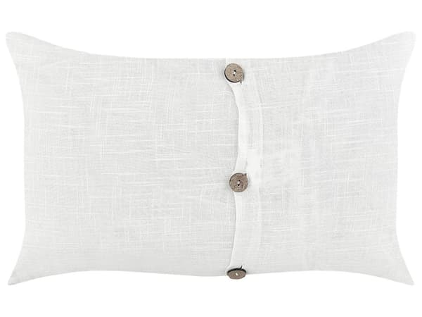 Sæt med 2 pyntepuder Hvid Hør Bomuld 30 x 50 cm Dekorative Knapper Aftagelig Pudebetræk Klassisk stil Vintage stil Dekoration Tilbehør