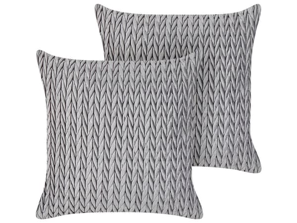 Sæt med 2 pyntepuder Grå Polyester 45 x 45 cm Flettet struktur Aftageligt pudebetræk Dekoration Tilbehør Stue Soveværelse
