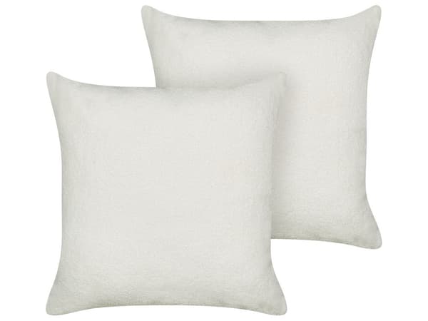 Sæt med 2 dekorative puder Hvid Boucle 60 x 60 cm vævet aftagelig med lynlås boho dekoration