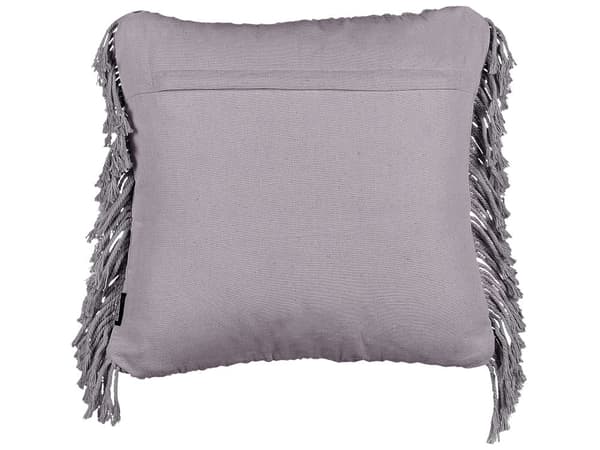 Sæt med 2 puder grå makramé i bomuld 45 x 45 cm med kvaster Boho Retro Stil boligtilbehør