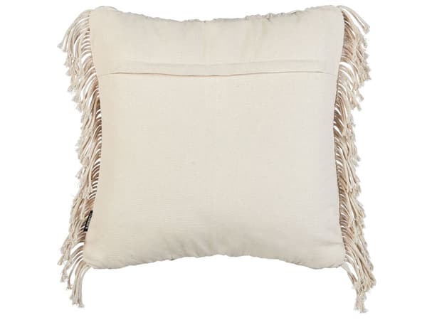 Koristetyyny vaalea beige puuvilla 45 x 45 cm käsintehty 2 kpl setti hapsut makramee neliö boho tyyli