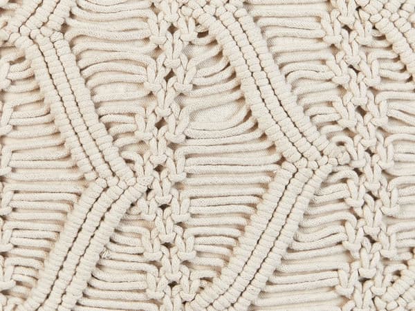 Koristetyyny vaalea beige puuvilla 45 x 45 cm käsintehty 2 kpl setti hapsut makramee neliö boho tyyli