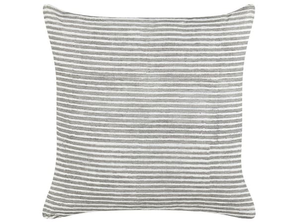 Sæt med 2 pyntepuder i grå og hvid hør bomuld 50 x 50 cm med stribet mønster dekorativt tilbehør stue værelse